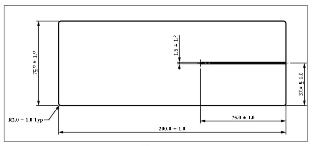 Kích thước mẫu vải 75 x 200 mm ASTM D2261